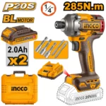 Masina de insurubat cu impact pe acumulator Li-Ion 20V/2*2A 285Nm INGCO CIRLI2028