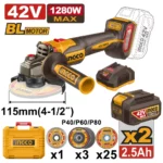 Polizor unghiular cu acumulator 42V/2*2.5Ah 1280W INGCO CAGLI4128112
